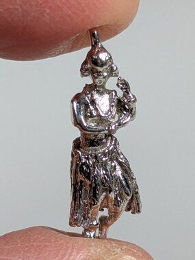 Sterling silver Hawaii Hula dancer pendant or bracelet charm